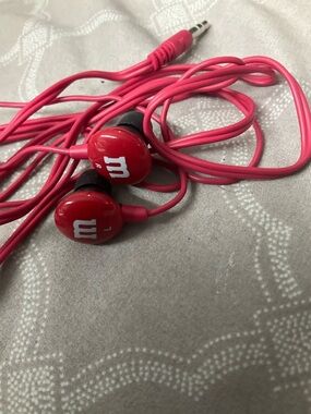 M&M'S Red Wired In-Ear Earbuds with Pink Cable
